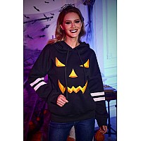 Womens Halloween Graphic Print Pullover Sweatshirts Long Sleeves Spooky Funny Hoodie Black Pumpkin Xl