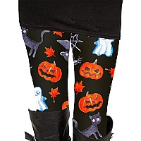 Pumpkin Print Leggings Halloween Horror Nights Bat High Waist Casual Pants For Women M