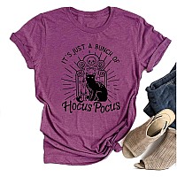 Tuwbue Its Just A Bunch Of Hocus Pocus Shirt Sanderson Sister Funny Halloween Tshirts Women S Purple3