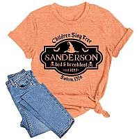 Halloween T Shirt Women Sanderson Letter Print Graphic Tshirt Hocus Pocus Tees Tops Orange Xlarge