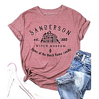 Halloween T Shirt Women Sanderson Letter Print Graphic Tshirt Hocus Pocus Tees Tops Dark Pink Medium