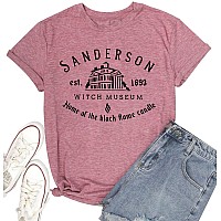 Halloween T Shirt Women Sanderson Letter Print Graphic Tshirt Hocus Pocus Tees Tops Dark Pink Medium