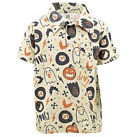 Unique Baby Boys Spooky Retro Halloween Tshirt Polo 6Y Creme