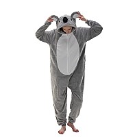 Cosusket Snug Fit Unisex Adult Onesie Pajamas Flannel Cosplay Animal One Piece Halloween Costume Sleepwear Homewear Koala