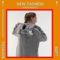 Cosusket Snug Fit Unisex Adult Onesie Pajamas Flannel Cosplay Animal One Piece Halloween Costume Sleepwear Homewear Koala