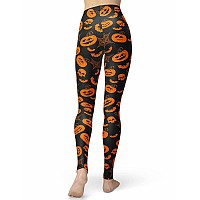 Womens Halloween Pumpkin Printed Leggings Ultra Buttery Soft Elastic Tights Lxxl Pumpkins And Bats