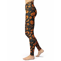 Womens Halloween Pumpkin Printed Leggings Ultra Buttery Soft Elastic Tights Lxxl Pumpkins And Bats