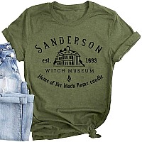 Halloween T Shirt Women Sanderson Letter Print Graphic Tshirt Hocus Pocus Tees Tops Green Large