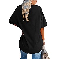 Ebifin Womens Halloween Monster Print Oversized T Shirts Fall Mom Life V Neck Tees Festival Half Sleeve Tunic Tops