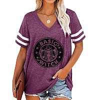 Ounar Basic Witch Coffee T Shirts For Women Halloween Graphic Letter Print Shirt With Funny Sayings Casual Tee Tops