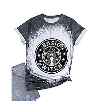 Ounar Basic Witch Coffee T Shirts For Women Halloween Graphic Letter Print Shirt With Funny Sayings Casual Tee Tops