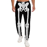 Raisevern Men Skeleton Jogger Pants Funny Halloween Sweatpants Bone Printed Tracksuit Black Track Pants Cool Sportswear Jogging