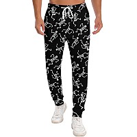 Raisevern Men Skull Jogger Pants Funny Halloween Skeleton Sweatpants 3D Bone Printed Tracksuit Black Track Pants Cool Sportswear