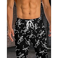 Raisevern Men Skull Jogger Pants Funny Halloween Skeleton Sweatpants 3D Bone Printed Tracksuit Black Track Pants Cool Sportswear