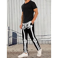 Raisevern Men Skeleton Jogger Pants Funny Halloween Sweatpants Bone Printed Tracksuit Black Track Pants Cool Sportswear Jogging