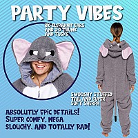 Funziez Slim Fit Sherpa Adult Onesie Animal Halloween Costume Plush One Piece Cosplay Suit For Women And Men