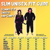 Funziez Slim Fit Sherpa Adult Onesie Animal Halloween Costume Plush One Piece Cosplay Suit For Women And Men Cat