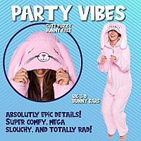 Funziez Slim Fit Sherpa Adult Onesie Animal Halloween Costume Plush One Piece Cosplay Suit For Women And Men