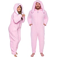 Funziez Slim Fit Sherpa Adult Onesie Animal Halloween Costume Plush One Piece Cosplay Suit For Women And Men