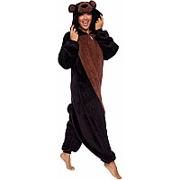 Funziez Sherpa Bear Adult Onesie Animal Halloween Costume Plush Teddy One Piece Cosplay Suit For Adults Women And Men