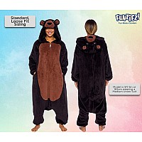 Funziez Sherpa Bear Adult Onesie Animal Halloween Costume Plush Teddy One Piece Cosplay Suit For Adults Women And Men