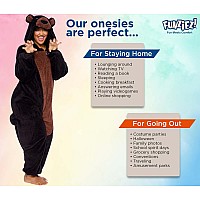 Funziez Sherpa Bear Adult Onesie Animal Halloween Costume Plush Teddy One Piece Cosplay Suit For Adults Women And Men