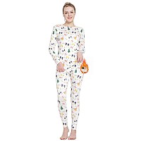 Mancyfit Halloween Costumes Thermal Underwear For Women Long Johns Set Fleece Lined Ultra Soft Snowman White Medium