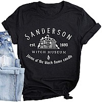 Halloween T Shirt Women Sanderson Letter Print Graphic Tshirt Hocus Pocus Tees Tops Black Medium