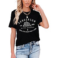 Halloween T Shirt Women Sanderson Letter Print Graphic Tshirt Hocus Pocus Tees Tops Black Medium