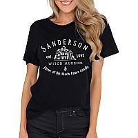 Halloween T Shirt Women Sanderson Letter Print Graphic Tshirt Hocus Pocus Tees Tops Black Medium