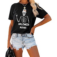 Halloween Mama Shirts For Women Short Sleeve Funny Skeleton Graphic Mom Tshirt Tops Xxl