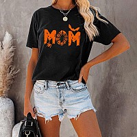 Halloween Mom Shirts For Women Short Sleeve Funny Spider Bat Graphic Mama Tshirt S