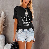 Halloween Mama Shirts For Women Short Sleeve Funny Skeleton Graphic Mom Tshirt Tops Xl