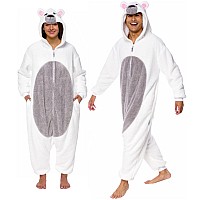 Funziez Sherpa Bear Adult Onesie Animal Halloween Costume Plush Teddy One Piece Cosplay Suit For Adults Women And Men