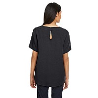 Ladies Perfect FitBoat-Neck Blouse - BLAcK - XS(D0102H7Z4T2)