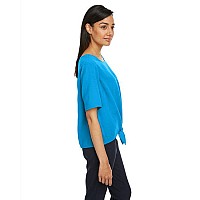 Ladies Perfect FitTie-Front Blouse - BLAcK - XS(D0102H7Z3E6)