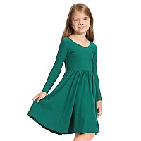 Stelle Long Sleeve Girls Dress Toddler Fall Dresses Skater Twirl Cotton Aline Dress For School Casual Holiday Halloweengreen