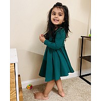 Stelle Long Sleeve Girls Dress Toddler Fall Dresses Skater Twirl Cotton Aline Dress For School Casual Holiday Halloweengreen