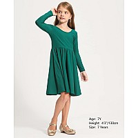 Stelle Long Sleeve Girls Dress Toddler Fall Dresses Skater Twirl Cotton Aline Dress For School Casual Holiday Halloweengreen