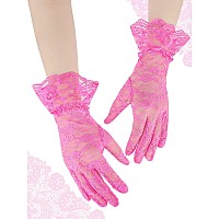 Satinior Ladies Lace Gloves For Women Tea Party Gloves Elegant Short Gloves Courtesy Gloves For Wedding Dinner Opera Parties Ro