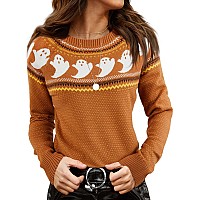 Womens Halloween Sweater Long Sleeve Crewneck Pullover Sweaters Zorange Small