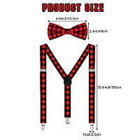 Satinior Suspender Bow Tie Set Clip On Y Shape Adjustable Braces 80S Suspenders Shoulder Strap For Men Women Halloween Cosplay