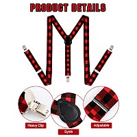 Satinior Suspender Bow Tie Set Clip On Y Shape Adjustable Braces 80S Suspenders Shoulder Strap For Men Women Halloween Cosplay