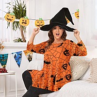 Larace 34 Sleeve Plus Size Tops Halloween Shirts For Womens Pumpkin Tunic Costumes Asymmetrical Loose Clothesflower58 6X