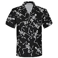 Aptro Mens Halloween Shirt Relax Fit Casual Short Sleeve Shirts Skeleton S