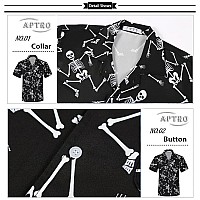 Aptro Mens Halloween Shirt Relax Fit Casual Short Sleeve Shirts Skeleton S