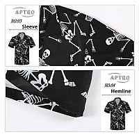 Aptro Mens Halloween Shirt Relax Fit Casual Short Sleeve Shirts Skeleton S