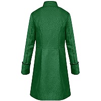 Mens Vintage Tailcoat Jacket Goth Long Steampunk Formal Gothic Victorian Frock Coat Costume For Halloween Green S