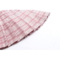 Girls Pleated Plaid Skirts High Waist Skater Tennis Mini High School Uniform Cosplay Costume Halloween Skorts Pink White Plaid