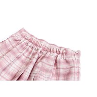 Girls Pleated Plaid Skirts High Waist Skater Tennis Mini High School Uniform Cosplay Costume Halloween Skorts Pink White Plaid